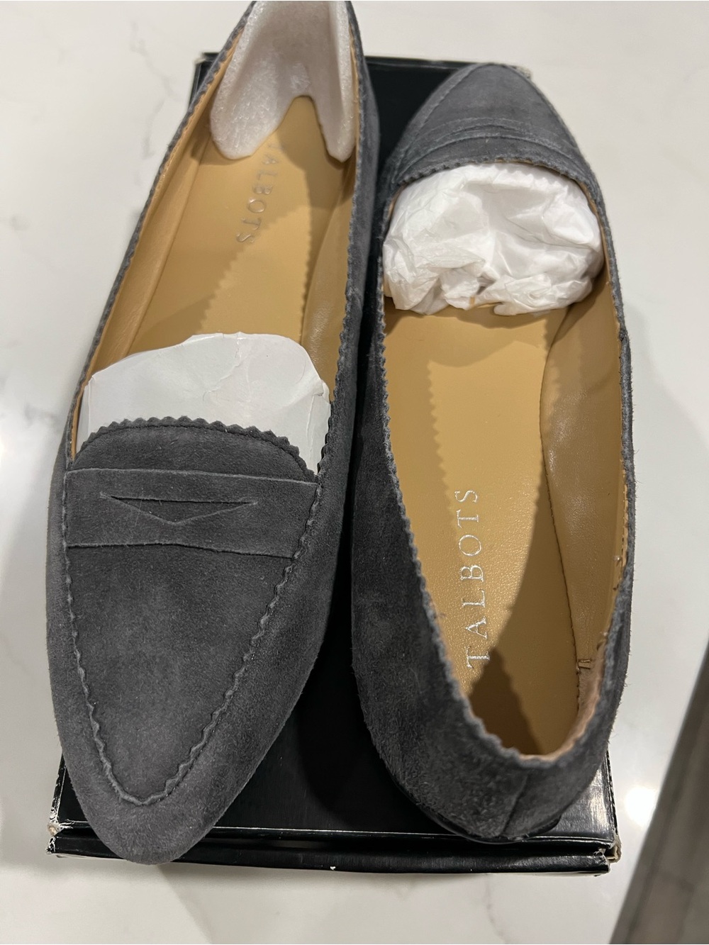 Talbots Kendall Grey Francesca Keeper Suede Pointed Toe Driving Flats